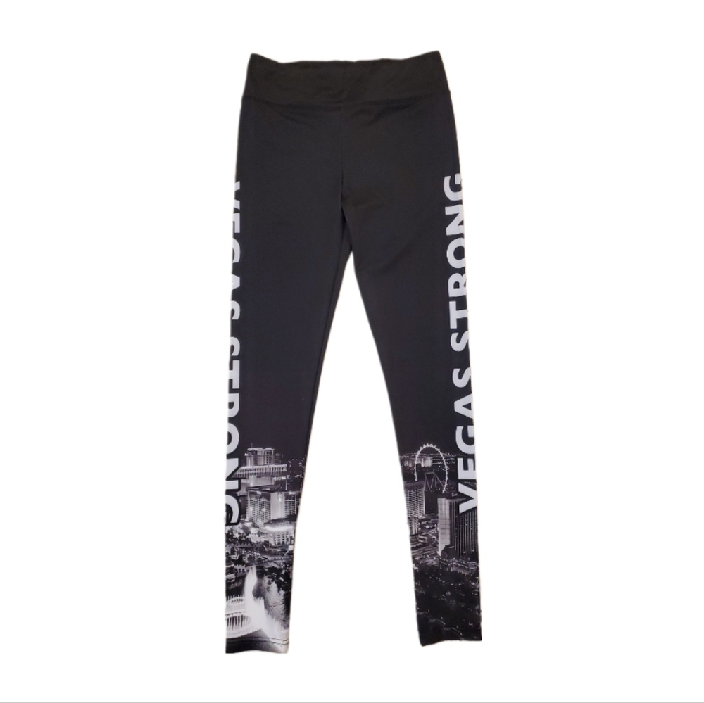 Women's Black Vegas Strong Workout Leggings Small